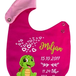 Lätzchen Multicolor SCHILDKRÖTE personalisiert mit Geburtsdaten