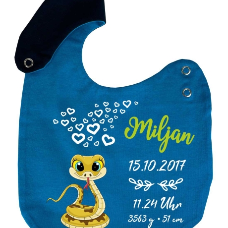 Lätzchen Multicolor SCHLANGE personalisiert mit Geburtsdaten