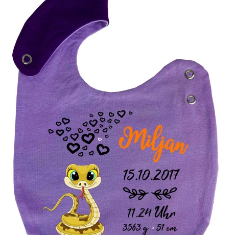 Lätzchen Multicolor SCHLANGE personalisiert mit Geburtsdaten
