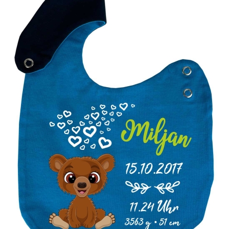 Lätzchen Multicolor TEDDY personalisiert mit Geburtsdaten