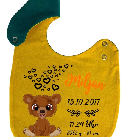 Lätzchen Multicolor TEDDY personalisiert mit Geburtsdaten