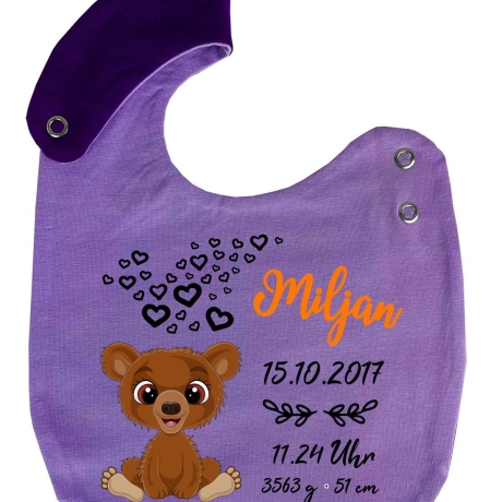 Lätzchen Multicolor TEDDY personalisiert mit Geburtsdaten