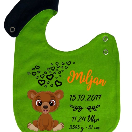Lätzchen Multicolor TEDDY personalisiert mit Geburtsdaten