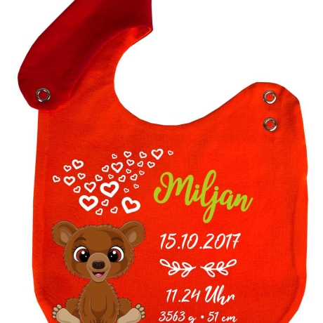 Lätzchen Multicolor TEDDY personalisiert mit Geburtsdaten