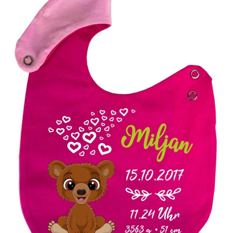 Lätzchen Multicolor TEDDY personalisiert mit Geburtsdaten