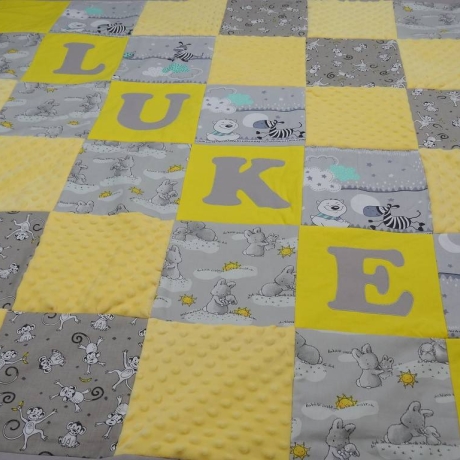 Krabbeldecke Luke, Patchwork, Kuscheldecke, Tagesdecke