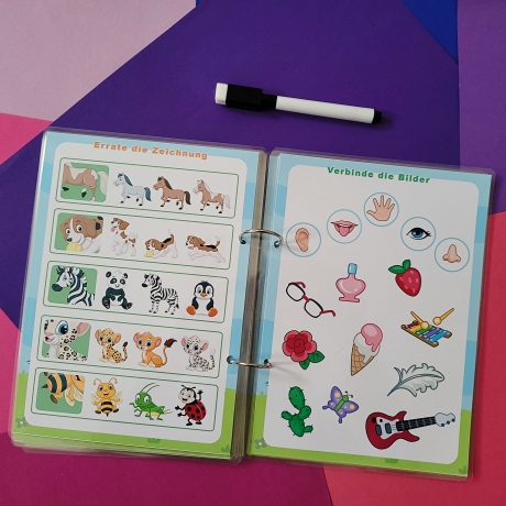 Schreib-Lösch Spielbuch, Book mit Marker, Quietbook, Busy Book