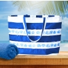 große Strandtasche -blau weiß gestreifte Badetasche Damen-maritim