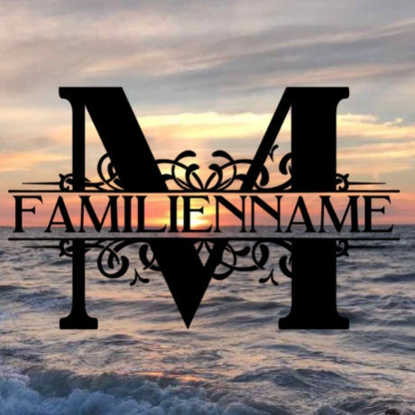 Aufkleber Monogramm M mit Familiennamen