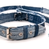 UPCYCLING Jeans Hundehalsband + Hundeleine Gr. M