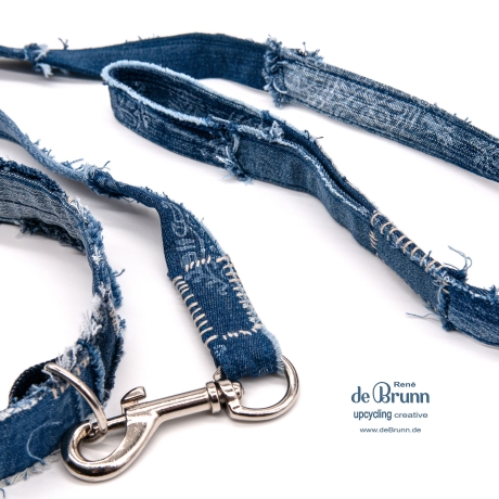 UPCYCLING Jeans Hundehalsband + Hundeleine Gr. M