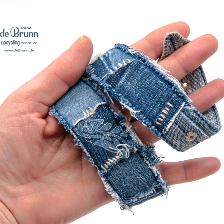 UPCYCLING Jeans Hundehalsband + Hundeleine Gr. M