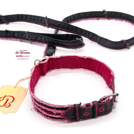 UPCYCLING Hundehalsband + Hundeleine Gr. M