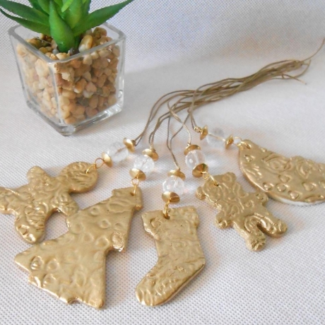 5 St. Geschenk Anhänger / Baumhänger Kaltporzellan  /M002