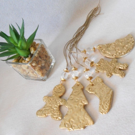 5 St. Geschenk Anhänger / Baumhänger Kaltporzellan  /M002