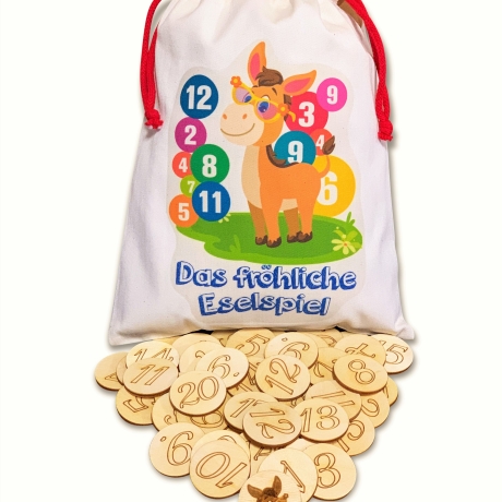 Das Eselspiel  121 Holzsteine Gesellschaftsspiel Lernspiel Birke