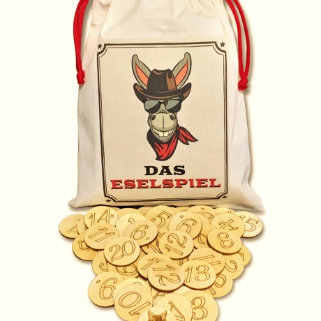 Das Eselspiel  121 Holzsteine Gesellschaftsspiel Lernspiel Birke