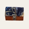 Mini-Portemonnaie aus Cord blau „Blue Flower“ Brieftasche