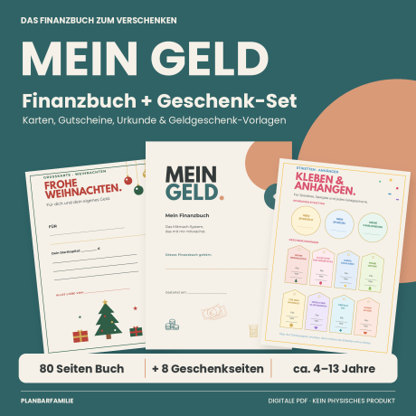 Finanzbuch Kinder zum Verschenken, Geldgeschenk Vorlage