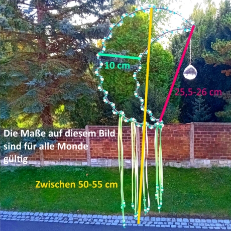Sonnenfänger Mond Hellblau Perlen Wandschmuck Wohndeko Suncatcher