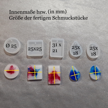 Silikon-Formen für Schmuckanhänger 5er-Set Gießform Epoxidharz