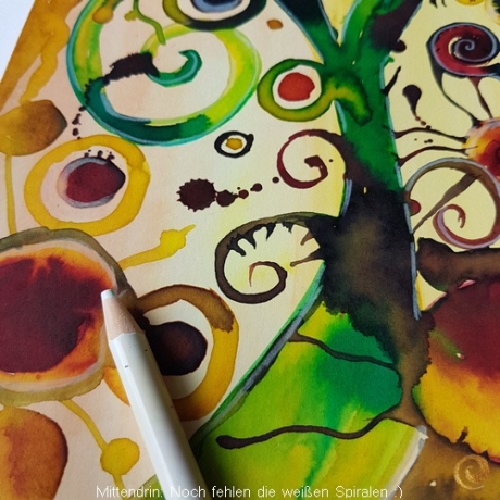 Kunstdruck Wildwuchs mit bemaltem Passepartout