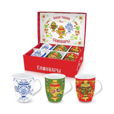 3 Keramik-Becher Samovar 330 ml mit je 125 gr. Roshen