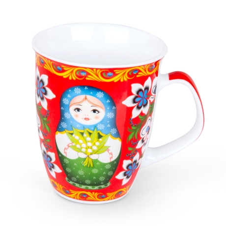 6 Matroschka-Becher im Display, Keramik, handbemalt, 330 ml
