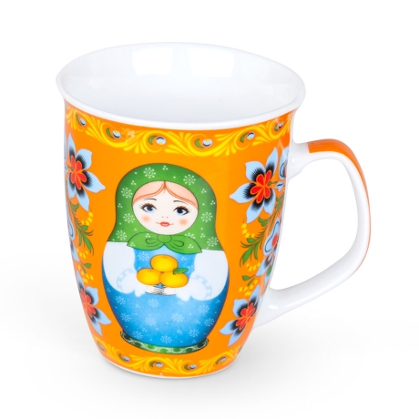 6 Matroschka-Becher im Display, Keramik, handbemalt, 330 ml