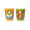 6 Matroschka-Becher im Display, Keramik, handbemalt, 330 ml