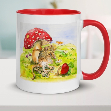 Kindertasse Kinderbecher Keramik Tiermotiv Erdbeer-Maus