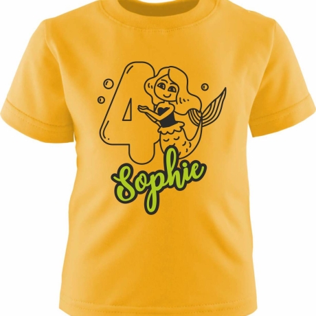 Kinder Kurzarm T-Shirt MEERJUNGFRAU personalisiert mit Name +Zahl