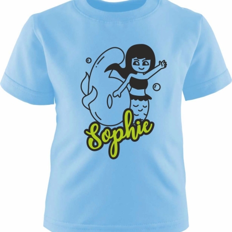 Kinder Kurzarm T-Shirt MEERJUNGFRAU personalisiert mit Name +Zahl