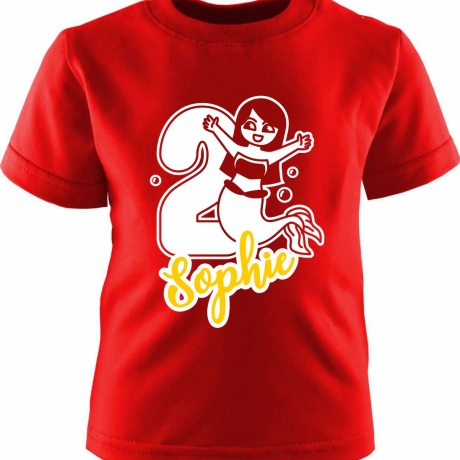 Kinder Kurzarm T-Shirt MEERJUNGFRAU personalisiert mit Name +Zahl