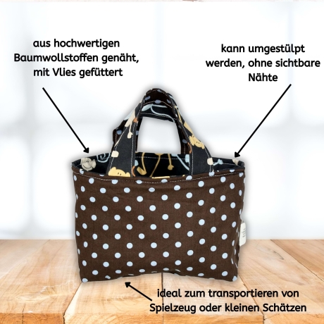 Tasche für Kinder mit Tiermotiv – Punkte & Affen - Geschenkidee