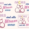 4x Stickdatei Miezen Mugrug plus Einzeltext 13x18 bis 15x25cm