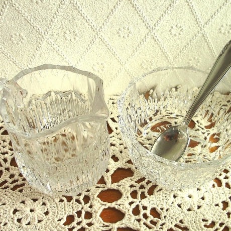 Vintage Milch & Zucker-Set mit Löffelchen 70er Jahre