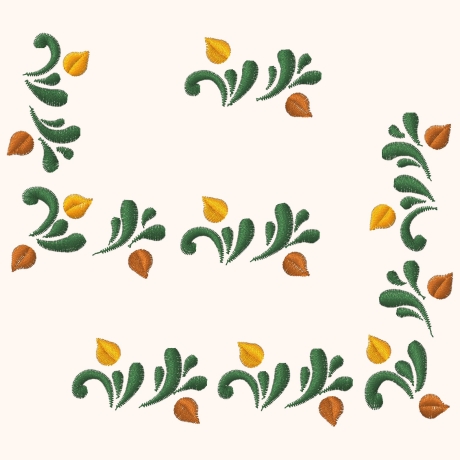 Miniranke Blatt 3x Stickdatei kleine Satin Ranke mit Blättchen