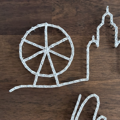 München Skyline Fadenbild, 40 x 20 cm