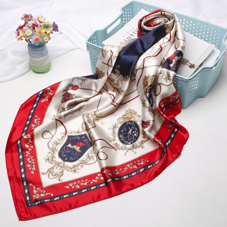 Damen Designer-Schal / Seide aus Usbekistan, rot-weiss