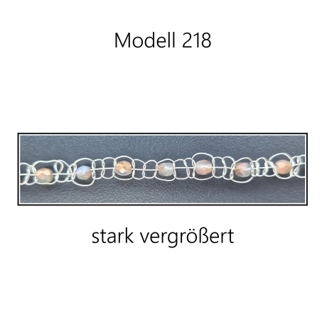 Modell 218 Makramee Armband, silberfarbenes Metall mit Glasperlen