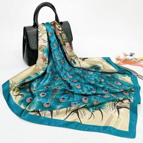 Damen Designer-Schal / Seide aus Usbekistan, Pfau