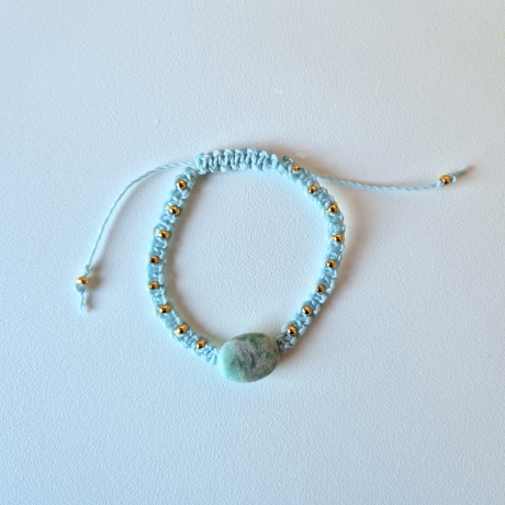Modell 244 Makramee Armband mit Amazonit,Textilschmuck, Geschenk