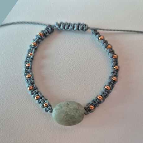 Modell 245 Makramee Armband mit Amazonit,Textilschmuck, Geschenk
