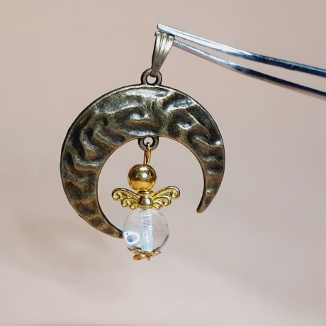 Ketten-Anhänger Glücksengel Halbmond Schmuckanhänger Glücksbringe