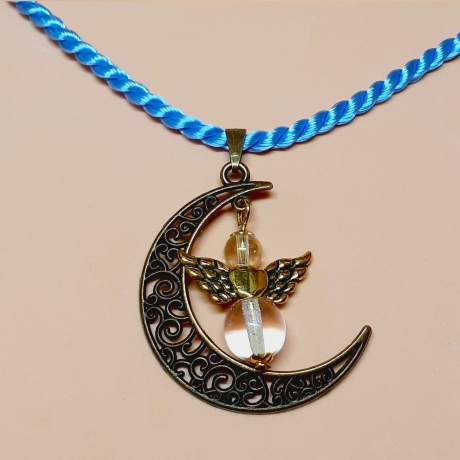 Schutzengel Ketten-Anhänger Halbmond Schmuckanhänger Schmuck Mond