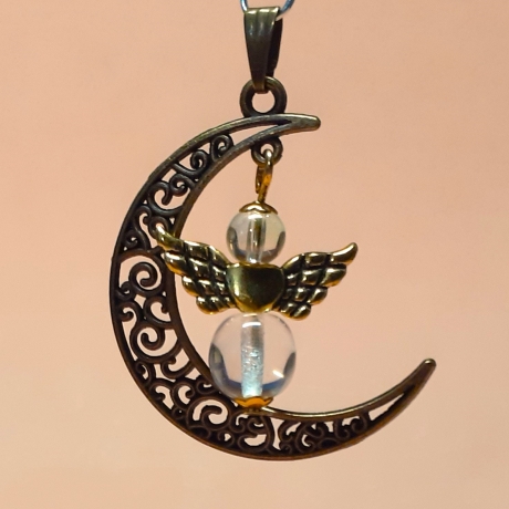 Schutzengel Ketten-Anhänger Halbmond Schmuckanhänger Schmuck Mond