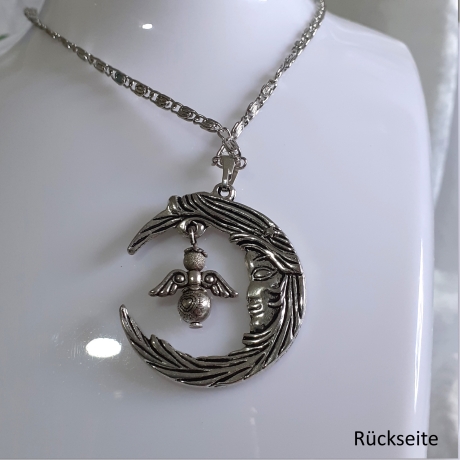 Ketten-Anhänger Glücks-Engel Halbmond mit Gesicht Schmuck Glück