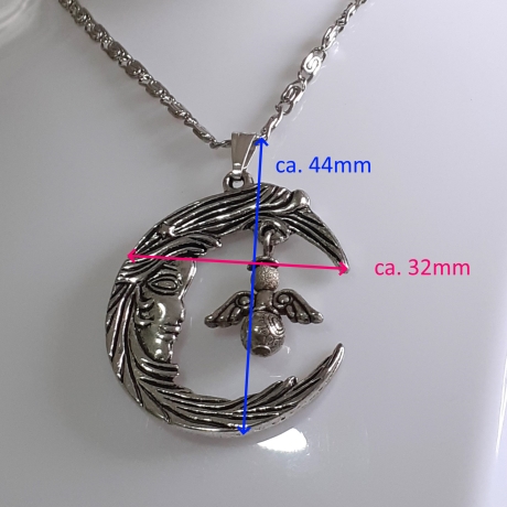 Ketten-Anhänger Glücks-Engel Halbmond mit Gesicht Schmuck Glück