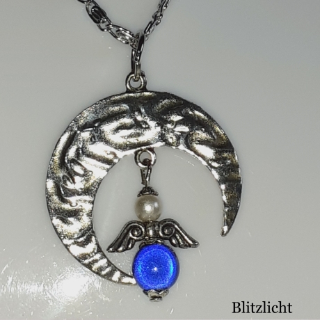 Ketten-Anhänger Glücks-Engel Halbmond Glücksbringer Schmuck silbe